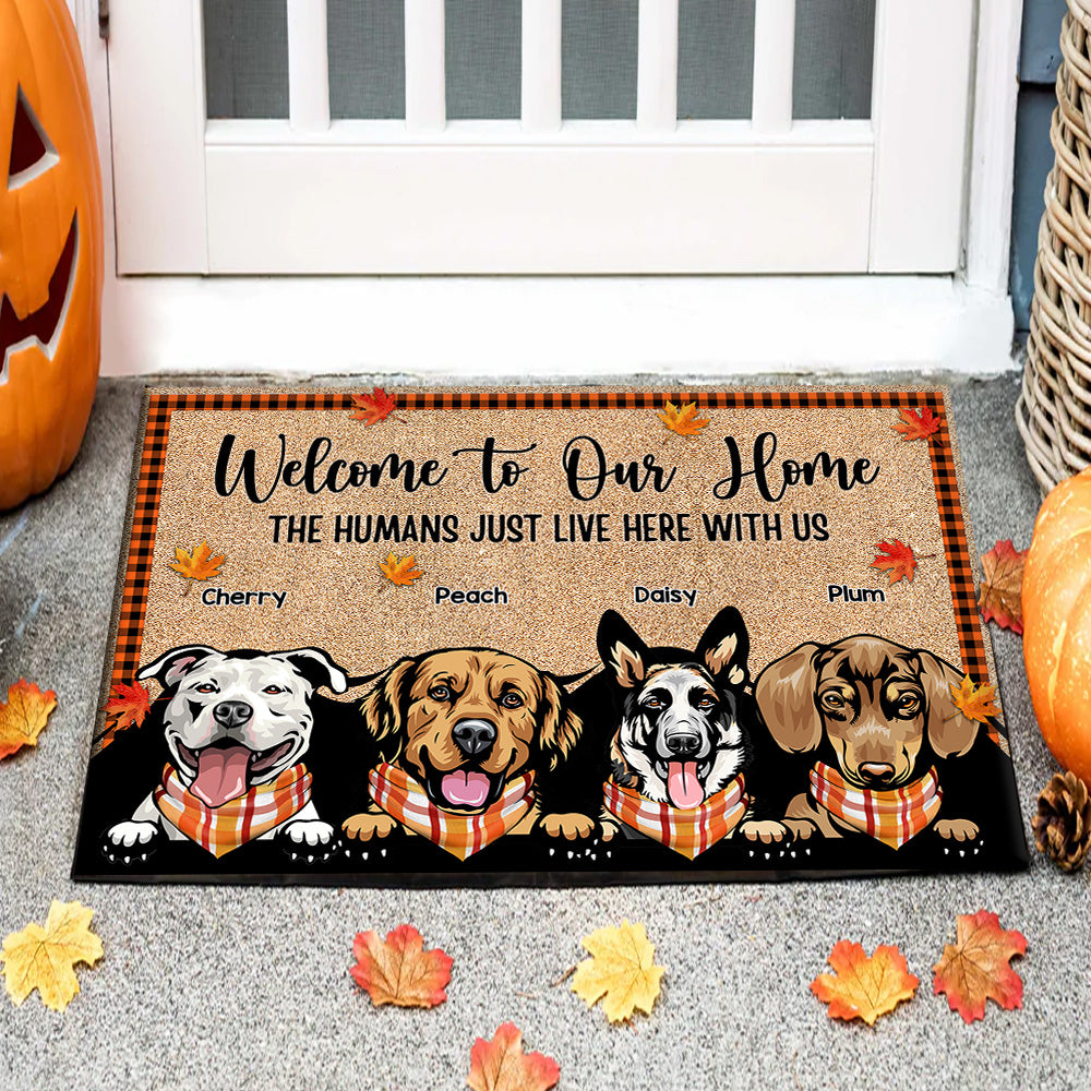 Personalized Welcome To Dog's House Doormat Fall Vibe, Dog Lover Gift CHI-YEN