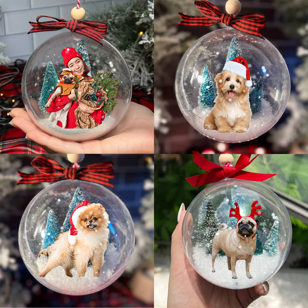 Personalized 3D Acrylic Ball Ornament - Christmas Gift For Pet Lovers - Dog Cat Photo