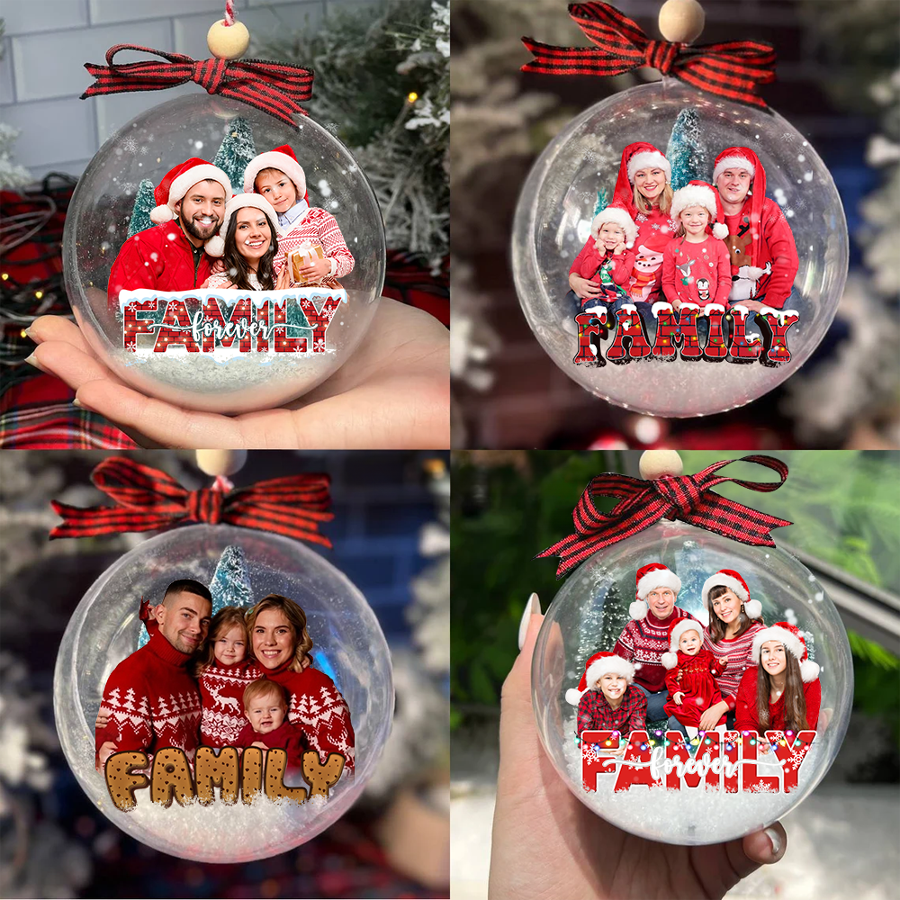 Personalized 3D Acrylic Ball Ornament - Christmas Gift For Family - Holiday Family Forever Photo