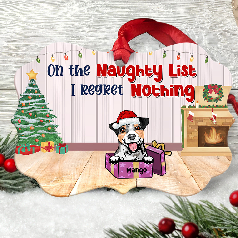 On The Naughty List Personalized Dog Christmas MDF Ornament, Customized Holiday Ornament CHI-YEN