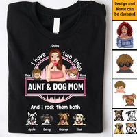 Thumbnail for Aunt Dog Mom Rock Them Both Custom Tshirt, Gift For Dog Lovers CustomCat