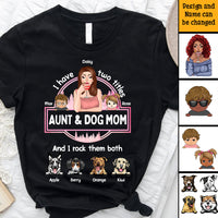 Thumbnail for Aunt Dog Mom Rock Them Both Custom Tshirt, Gift For Dog Lovers CustomCat