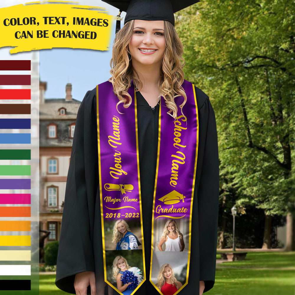 Custom 4 Images Graduation Stoles/Sash, Graduation Gift - Jonxifon