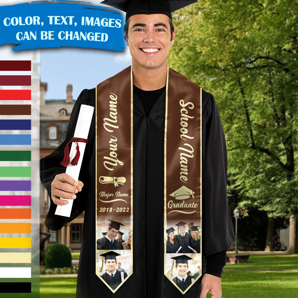 Custom 4 Images Graduation Stoles/Sash, Graduation Gift - Jonxifon