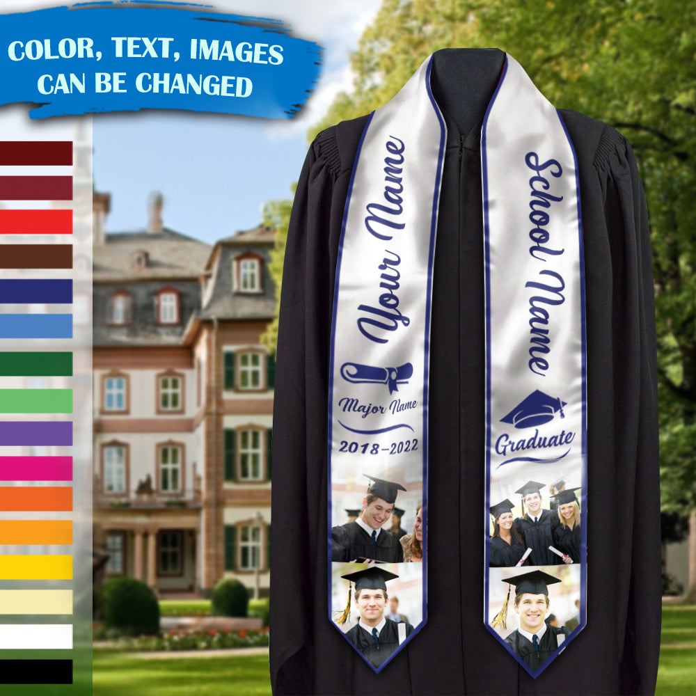 Custom 4 Images Graduation Stoles/Sash, Graduation Gift - Jonxifon