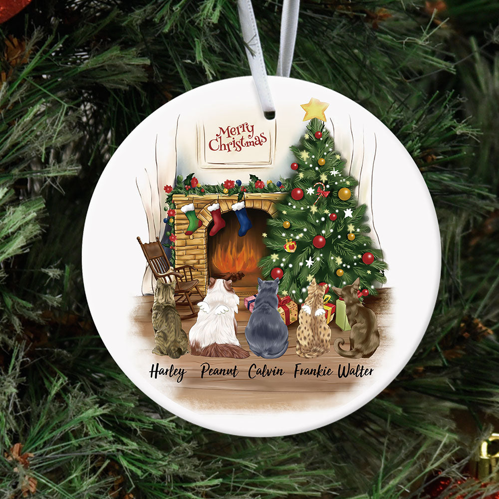 Fluffy Cat Memorial - Personalized Christmas Decorative Ornament JonxiFon