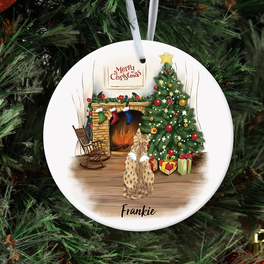 Fluffy Cat Memorial - Personalized Christmas Decorative Ornament JonxiFon