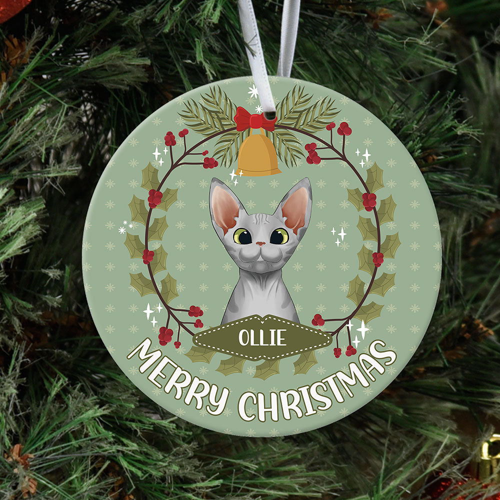 Fluffy Cat - Personalized Christmas Decorative Ornament - Jonxifon