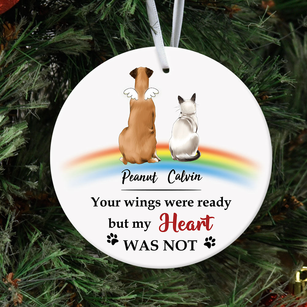 Your Wings Were Ready But My Heart Was Not - Ornament, Fluffy Dog & Cat Memorial Gifts - Jonxifon