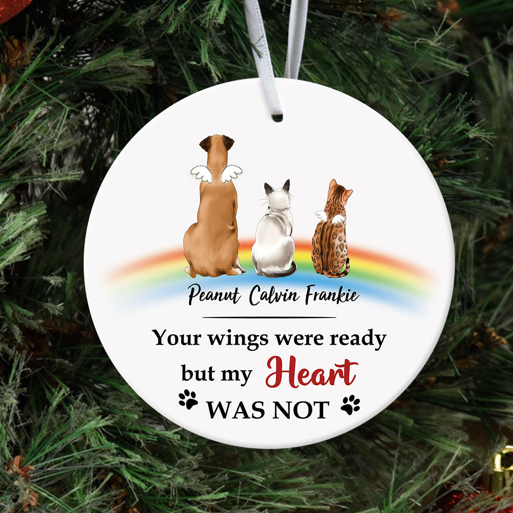 Your Wings Were Ready But My Heart Was Not - Ornament, Fluffy Dog & Cat Memorial Gifts - Jonxifon