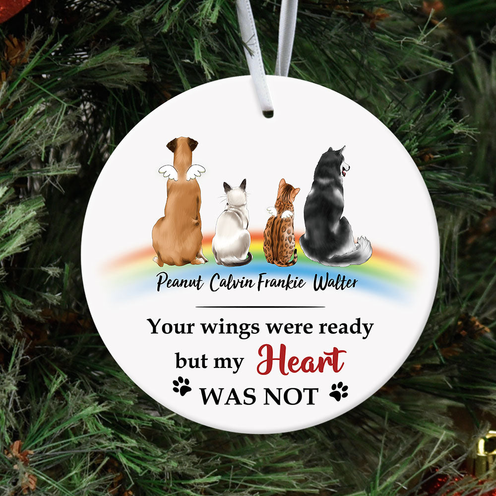 Your Wings Were Ready But My Heart Was Not - Ornament, Fluffy Dog & Cat Memorial Gifts - Jonxifon