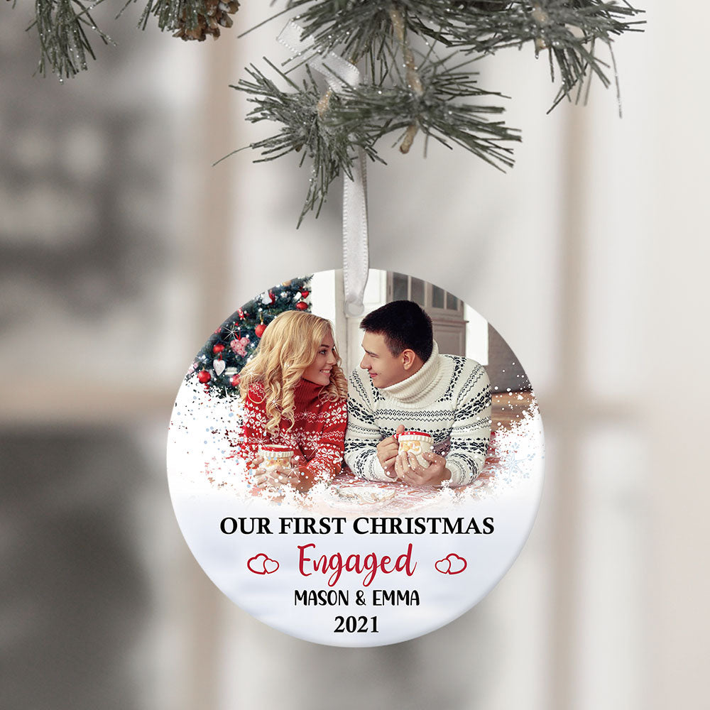 Our First Christmas Couple, Personalized Christmas Ornaments, Custom Photo Gift - Jonxifon