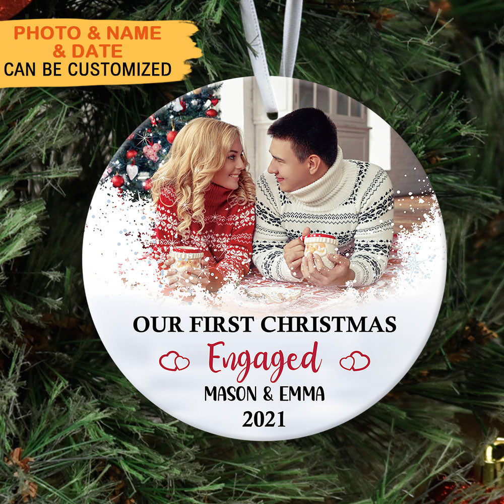 Our First Christmas Couple, Personalized Christmas Ornaments, Custom Photo Gift - Jonxifon