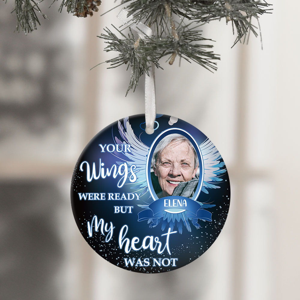 Your Wings Were Ready But My Heart Was Not, Personalized Ornaments, Custom Photo Gift - Jonxifon