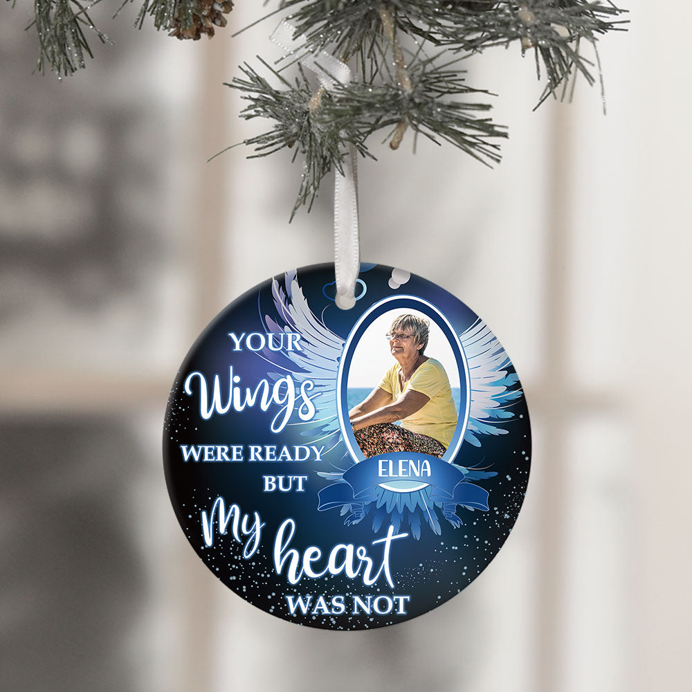 Your Wings Were Ready But My Heart Was Not, Personalized Ornaments, Custom Photo Gift - Jonxifon