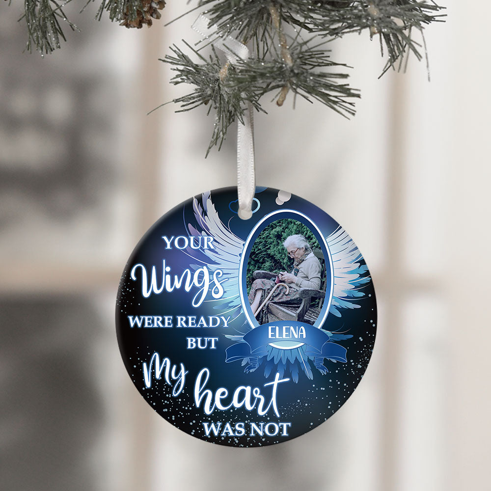 Your Wings Were Ready But My Heart Was Not, Personalized Ornaments, Custom Photo Gift - Jonxifon