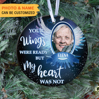 Thumbnail for Your Wings Were Ready But My Heart Was Not, Personalized Ornaments, Custom Photo Gift - Jonxifon