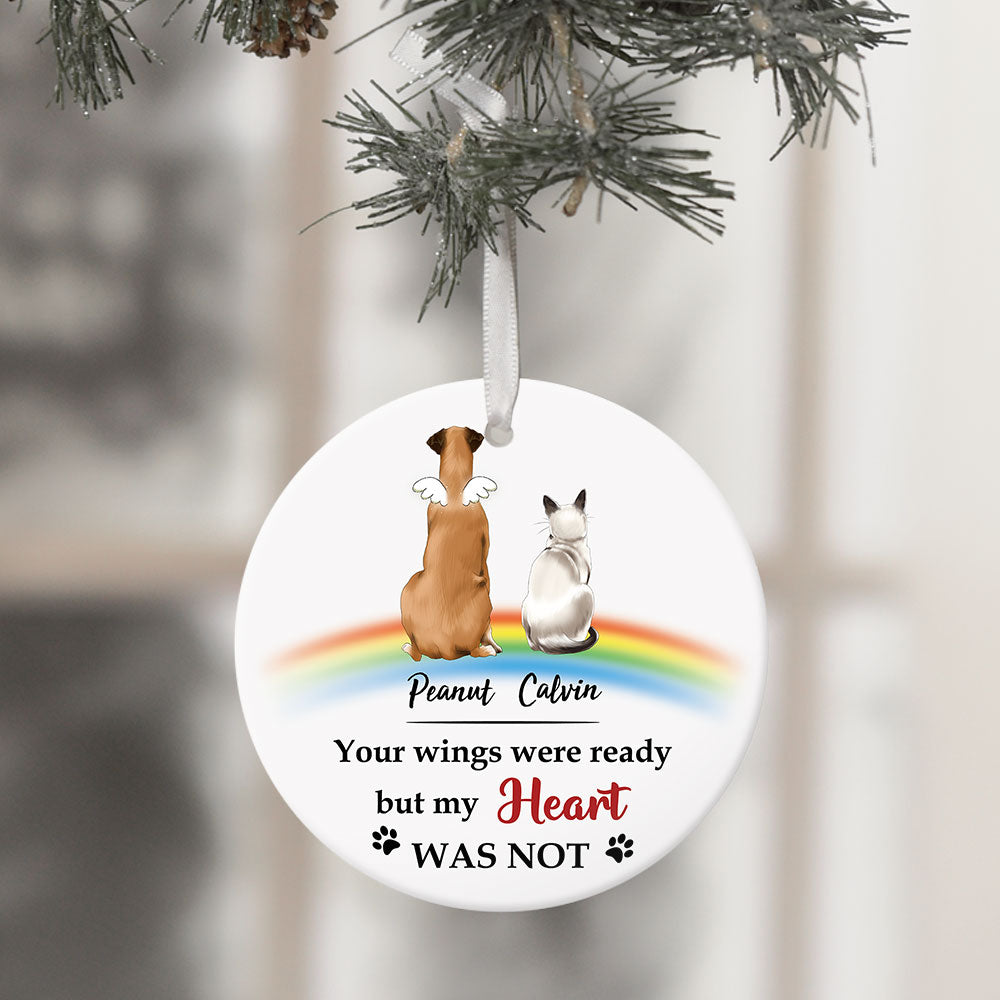 Your Wings Were Ready But My Heart Was Not - Ornament, Fluffy Dog & Cat Memorial Gifts - Jonxifon