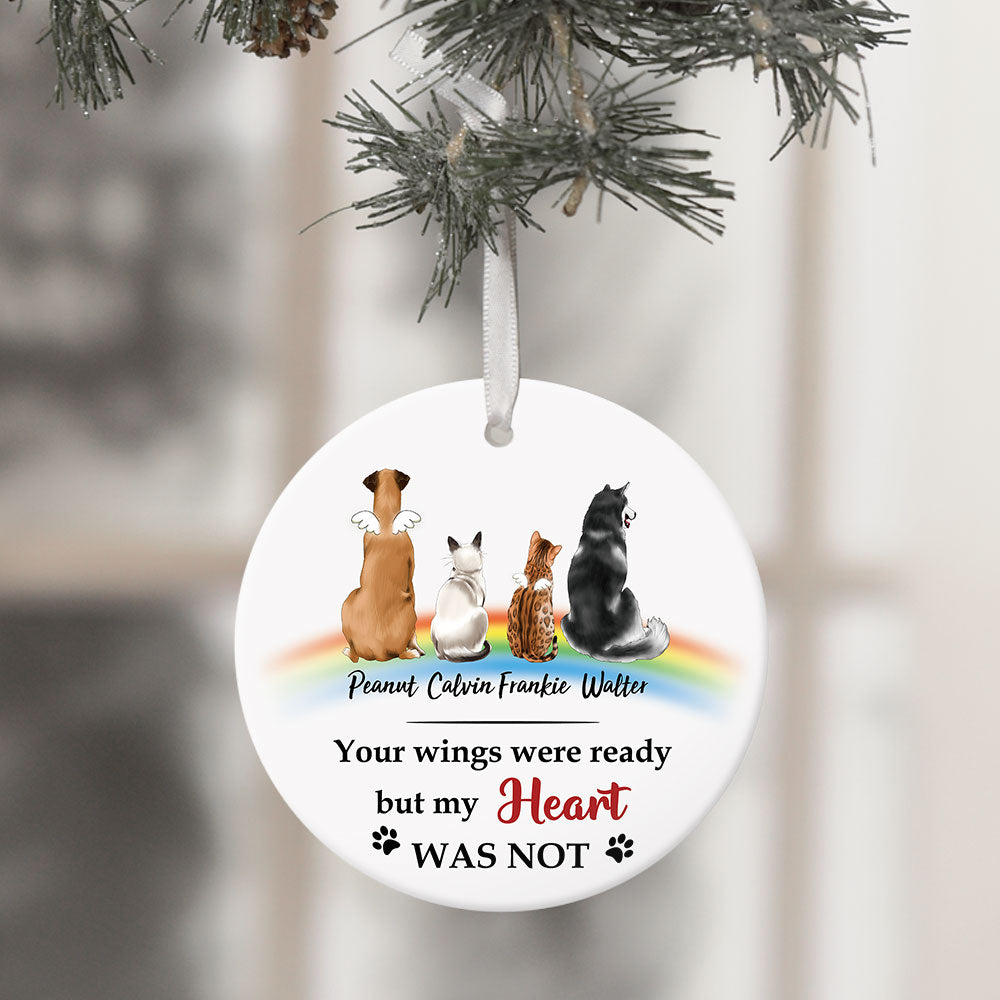 Your Wings Were Ready But My Heart Was Not - Ornament, Fluffy Dog & Cat Memorial Gifts - Jonxifon