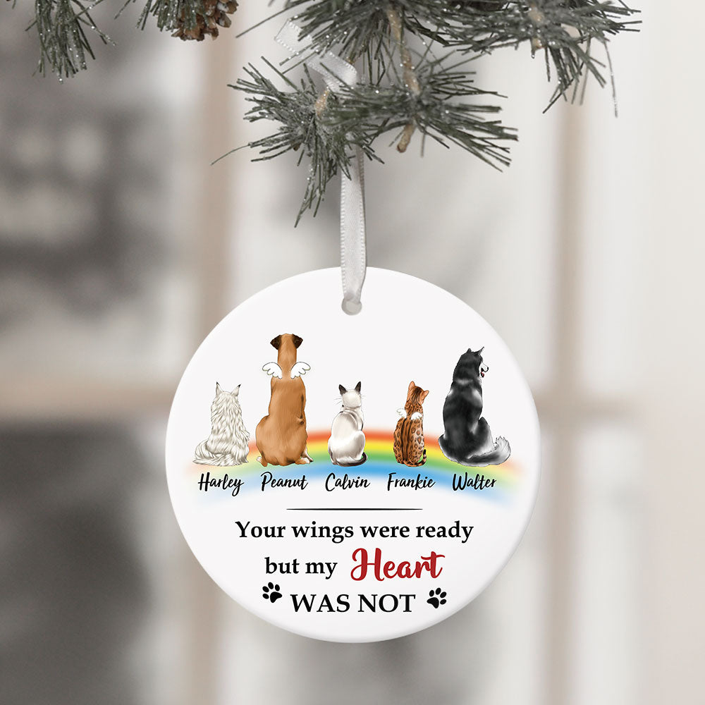 Your Wings Were Ready But My Heart Was Not - Ornament, Fluffy Dog & Cat Memorial Gifts - Jonxifon