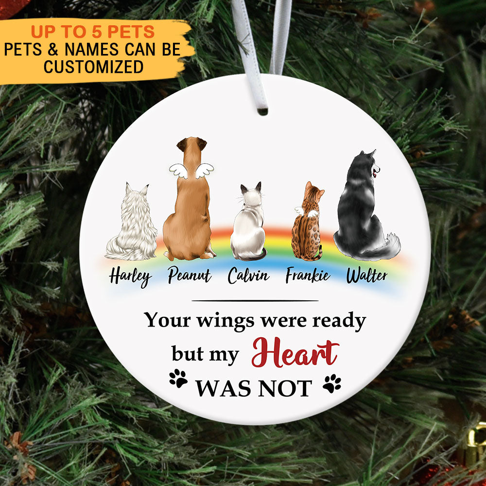 Your Wings Were Ready But My Heart Was Not - Ornament, Fluffy Dog & Cat Memorial Gifts - Jonxifon