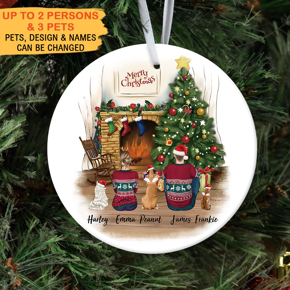 Personalized Christmas Ceramic Ornament Gifts For Pet Lovers -  Dog & Cat & Couple JonxiFon