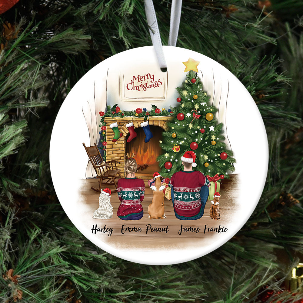 Personalized Christmas Ceramic Ornament Gifts For Pet Lovers -  Dog & Cat & Couple JonxiFon