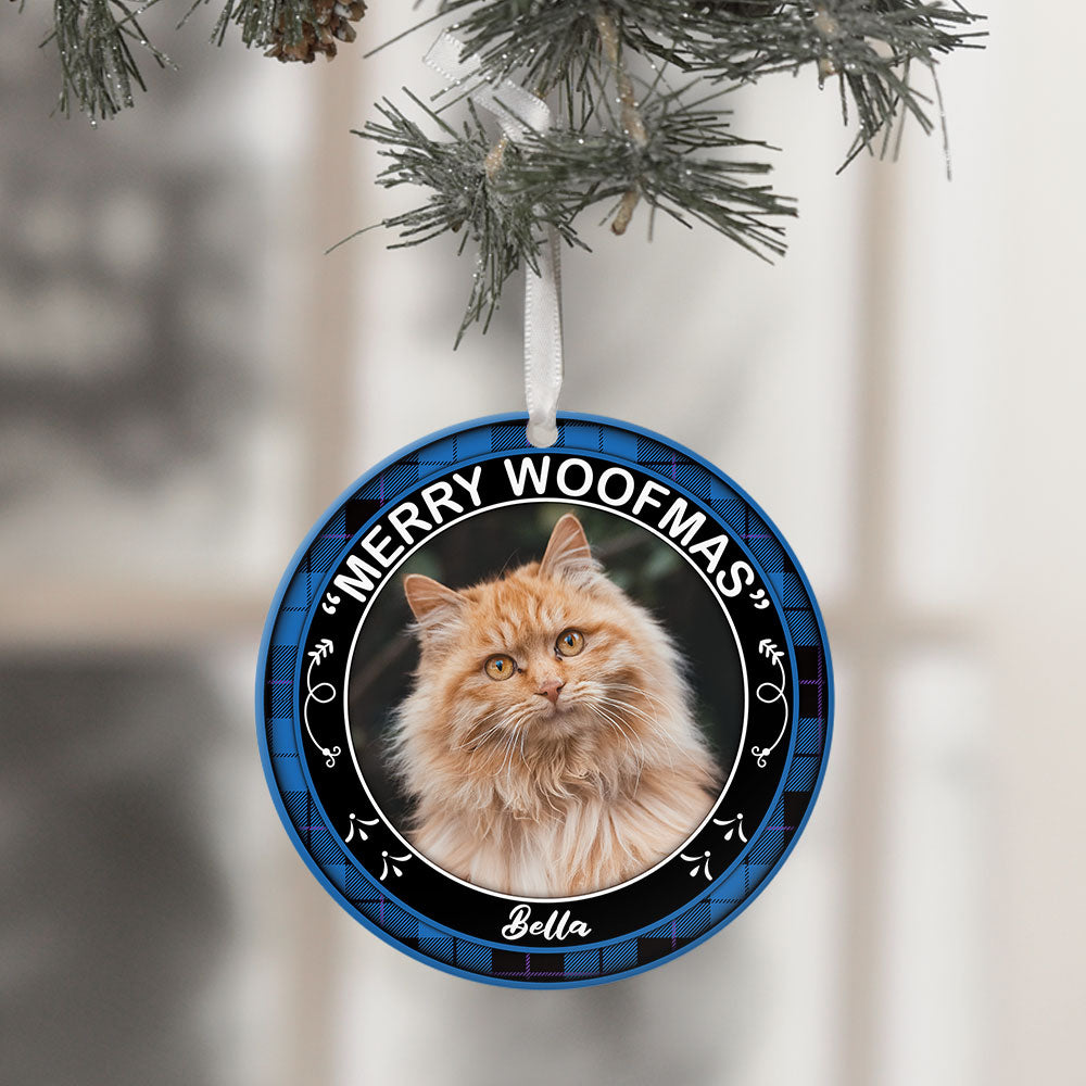 Merry Woofmas - Christmas Cookie Crew - Upload Pet Photo - Personalized Round Ornament - Jonxifon