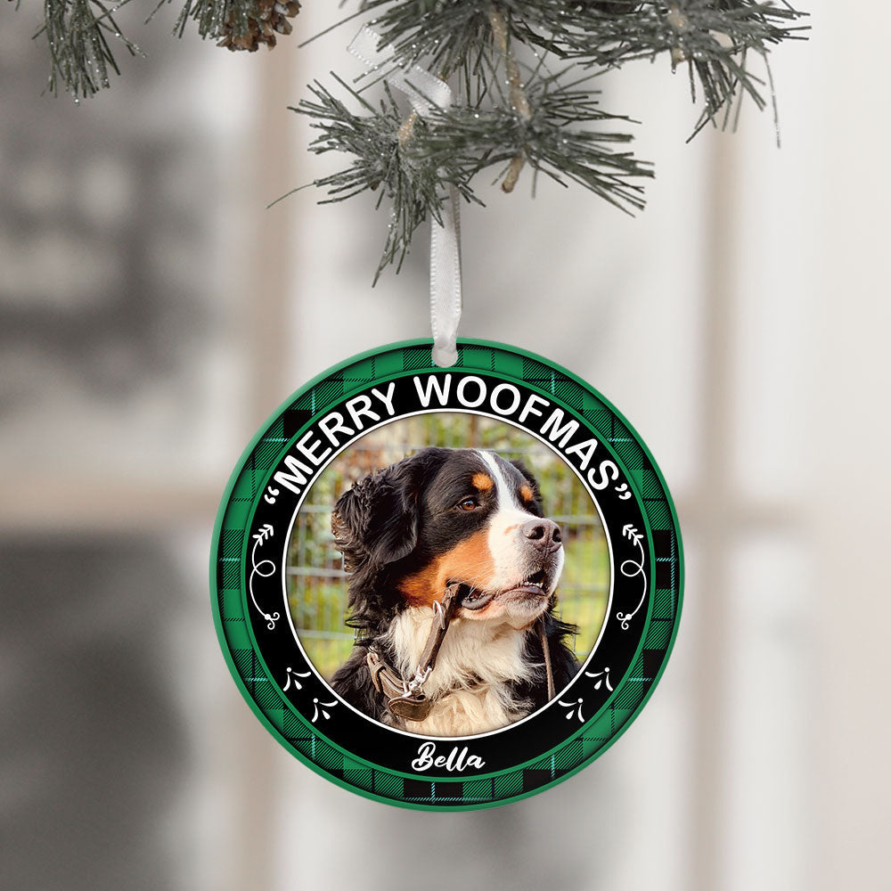 Merry Woofmas - Christmas Cookie Crew - Upload Pet Photo - Personalized Round Ornament - Jonxifon