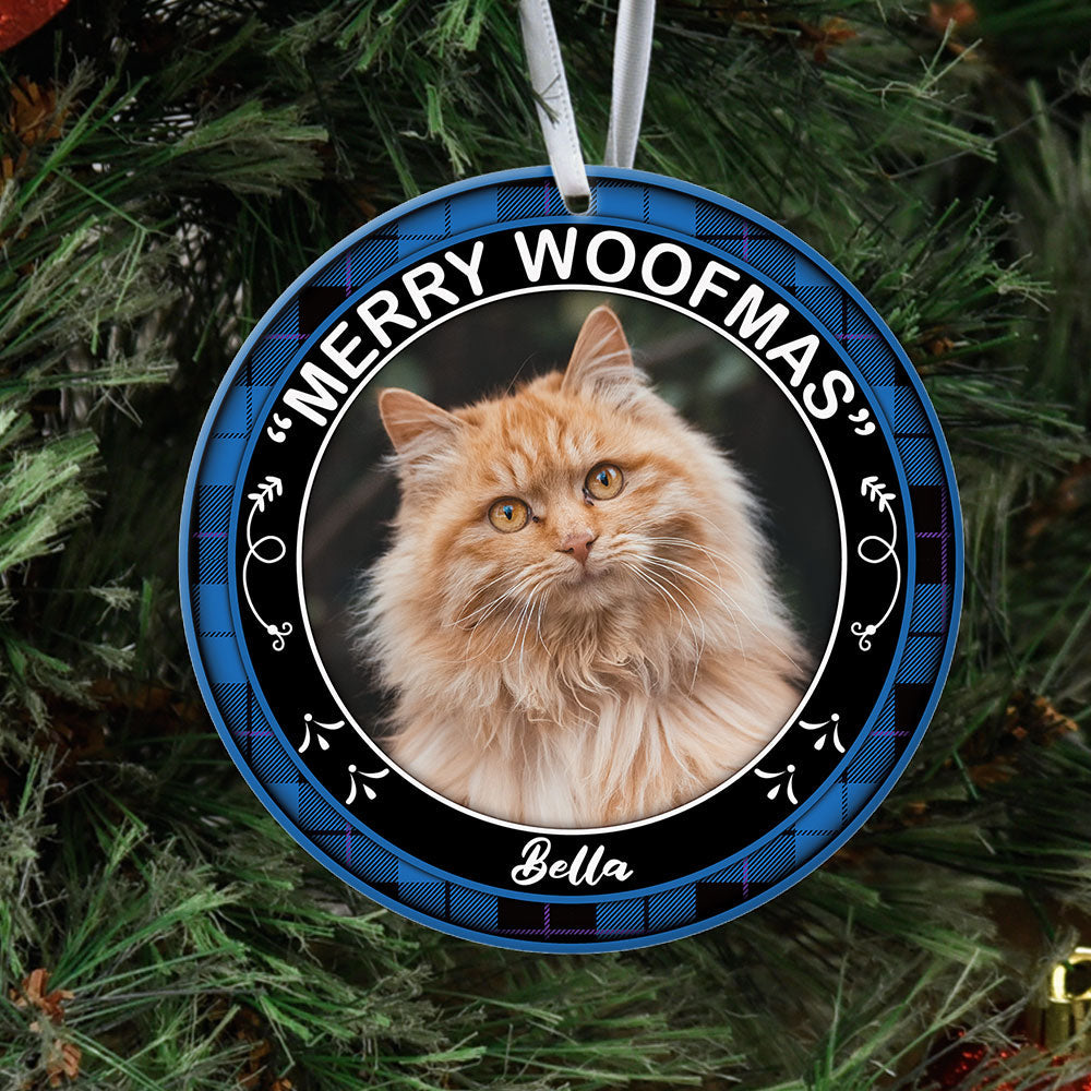 Merry Woofmas - Christmas Cookie Crew - Upload Pet Photo - Personalized Round Ornament - Jonxifon