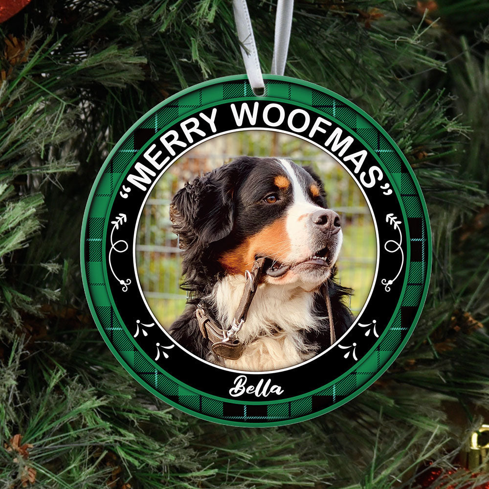 Merry Woofmas - Christmas Cookie Crew - Upload Pet Photo - Personalized Round Ornament - Jonxifon