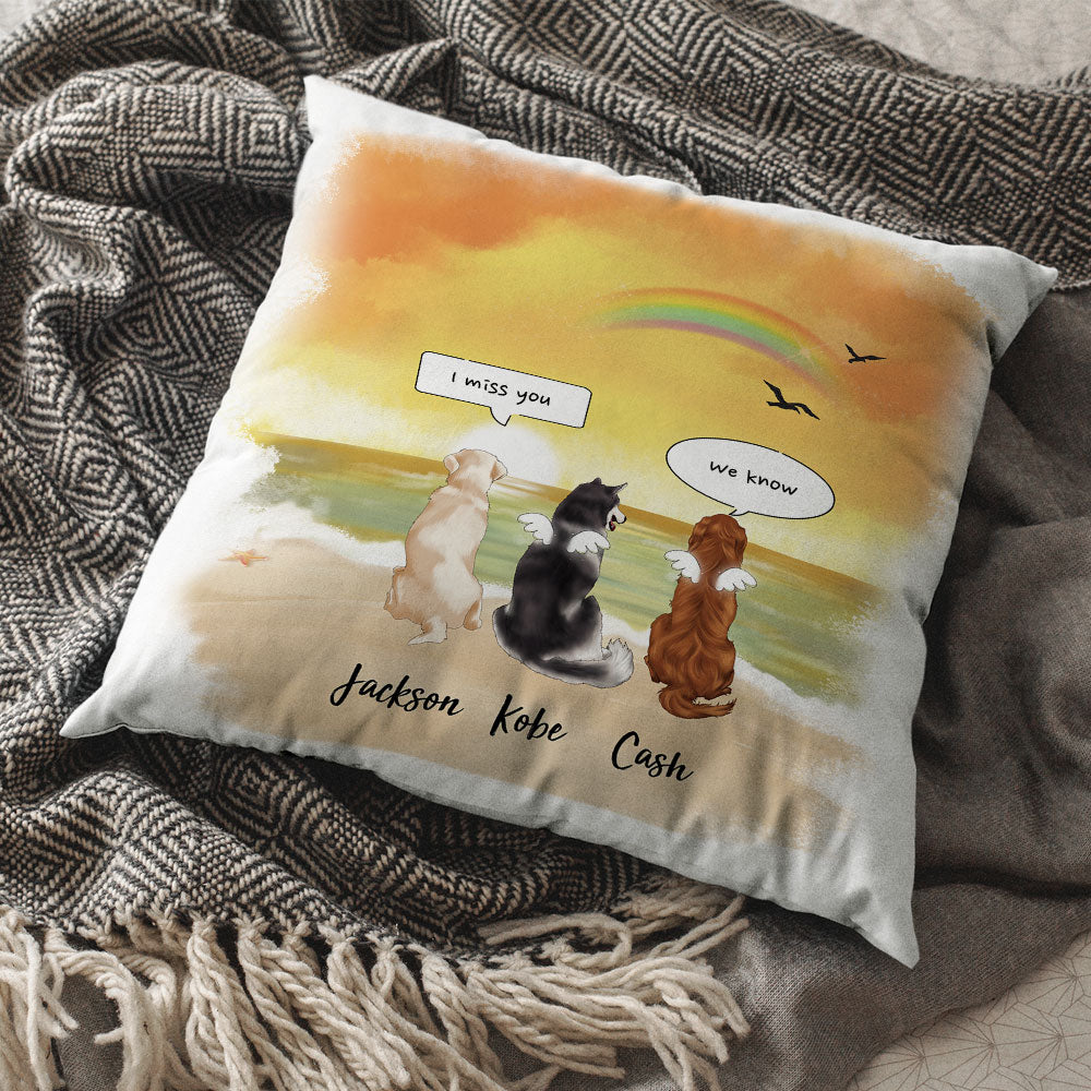 I Miss You Conversation Throw Pillow - Fluffy Dog & Cat Memorial Gifts - Jonxifon