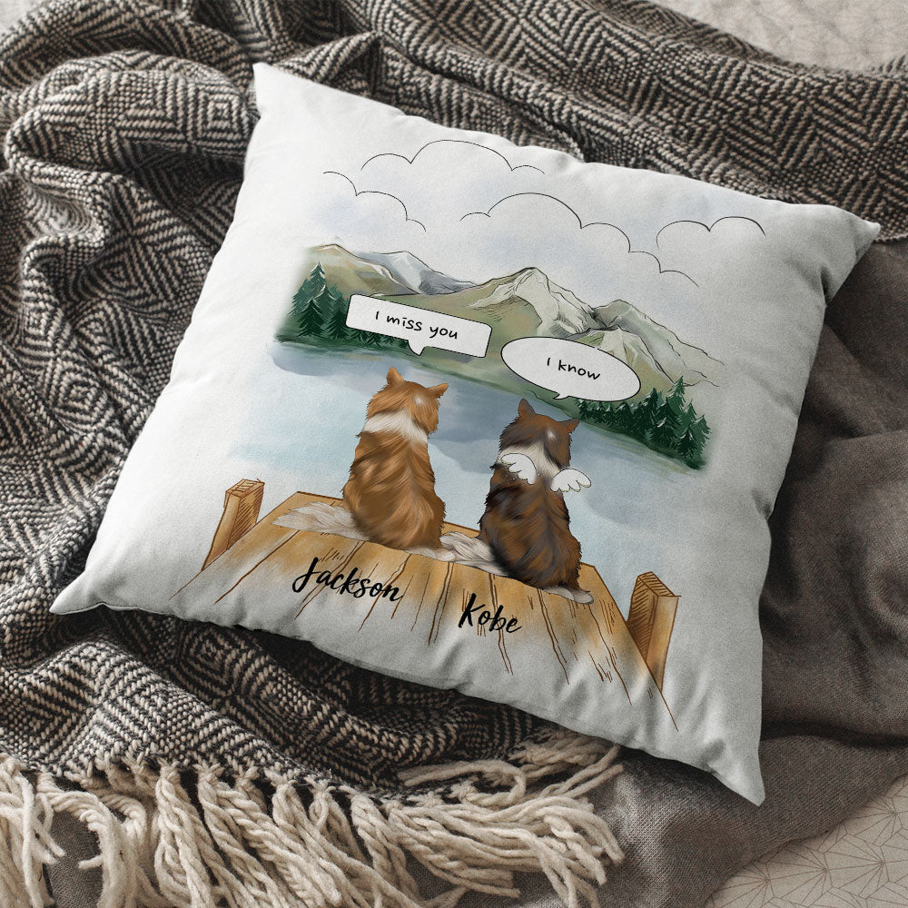 I Miss You Conversation Throw Pillow - Fluffy Dog & Cat Memorial Gifts - Jonxifon