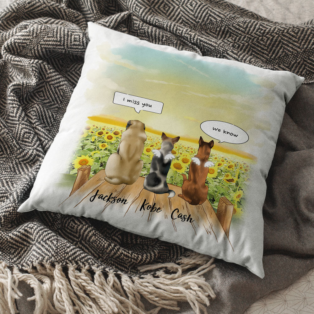 I Miss You Conversation Throw Pillow - Fluffy Dog & Cat Memorial Gifts - Jonxifon