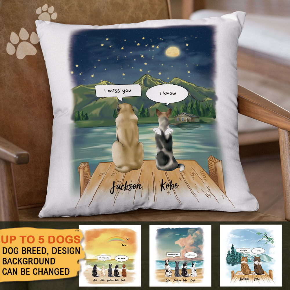 I Miss You Conversation Throw Pillow - Fluffy Dog & Cat Memorial Gifts - Jonxifon