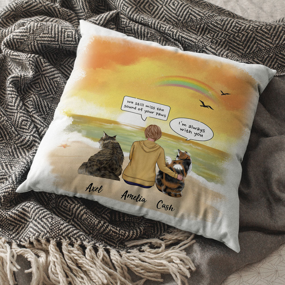 Fluffy Dog & Cat Memorial Gifts Throw Pillow I Miss You Conversation - Personalized Pillow - Jonxifon