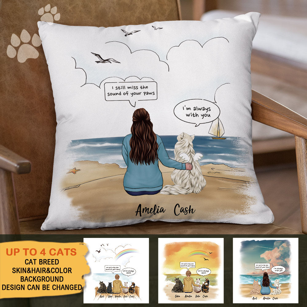 Fluffy Dog & Cat Memorial Gifts Throw Pillow I Miss You Conversation - Personalized Pillow - Jonxifon