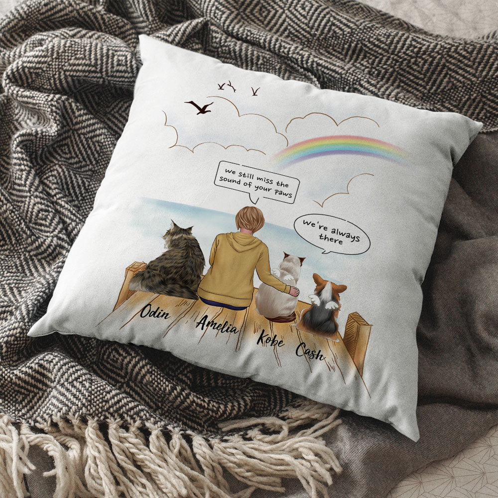 Fluffy Dog & Cat Memorial Gifts Throw Pillow I Miss You Conversation - Personalized Pillow - Jonxifon