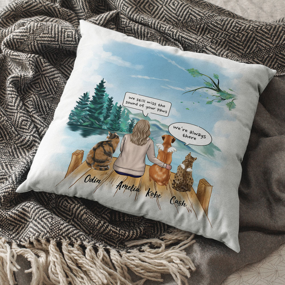 Fluffy Dog & Cat Memorial Gifts Throw Pillow I Miss You Conversation - Personalized Pillow - Jonxifon