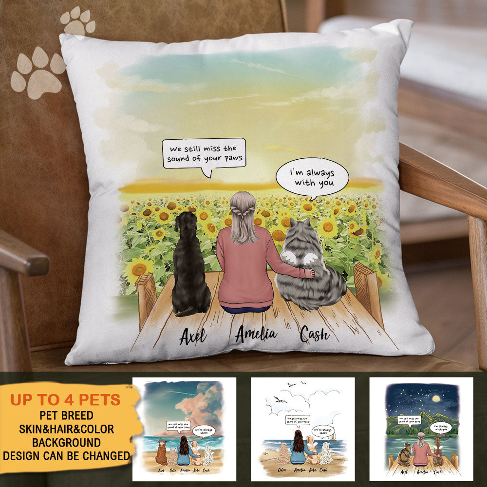 Fluffy Dog & Cat Memorial Gifts Throw Pillow I Miss You Conversation - Personalized Pillow - Jonxifon