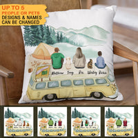 Thumbnail for Fluffy Family Gifts Throw Pillow - Personalized Pillow - Camping - Jonxifon