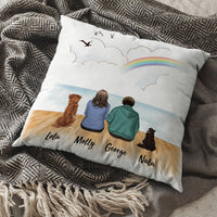 Thumbnail for Fluffy Family Gifts Throw Pillow - Personalized Pillow - Beach & Wooden Dock - Jonxifon