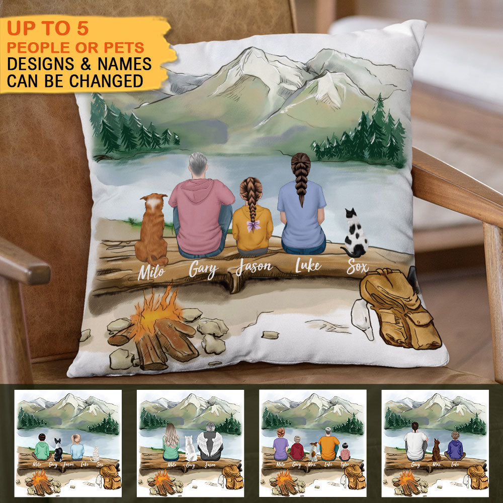 Fluffy Family Gifts Throw Pillow - Personalized Pillow - Hiking - Jonxifon