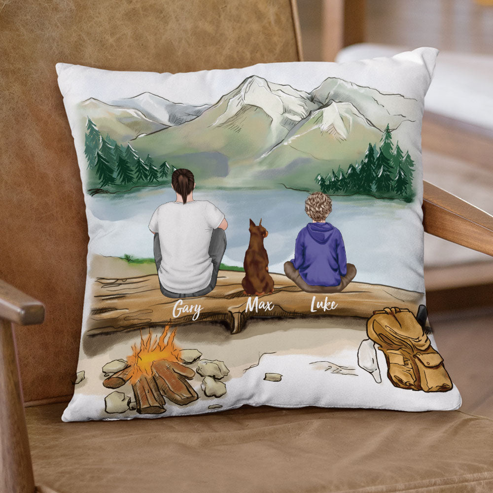 Fluffy Family Gifts Throw Pillow - Personalized Pillow - Hiking - Jonxifon