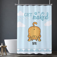 Thumbnail for Get Naked -Personalized Cat Shower Curtain, Bathroom Decor, Gift For Kids - Jonxifon