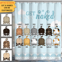 Thumbnail for Get Naked -Personalized Cat Shower Curtain, Bathroom Decor, Gift For Kids - Jonxifon