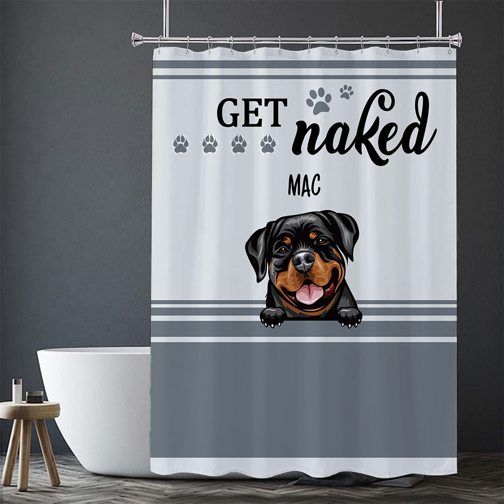 Get Naked -Personalized Dog Shower Curtain, Bathroom Decor, Gift For Kids - Jonxifon