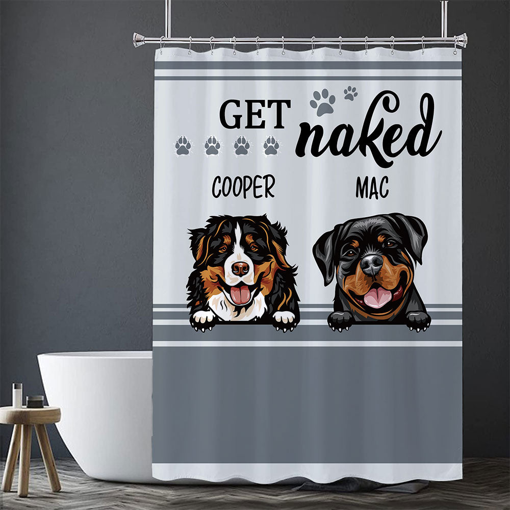 Get Naked -Personalized Dog Shower Curtain, Bathroom Decor, Gift For Kids - Jonxifon