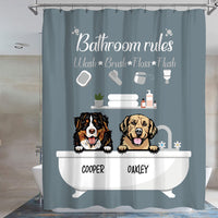 Thumbnail for Bathroom Rules -Personalized Dog Shower Curtain, Bathroom Decor, Gift For Kids - Jonxifon