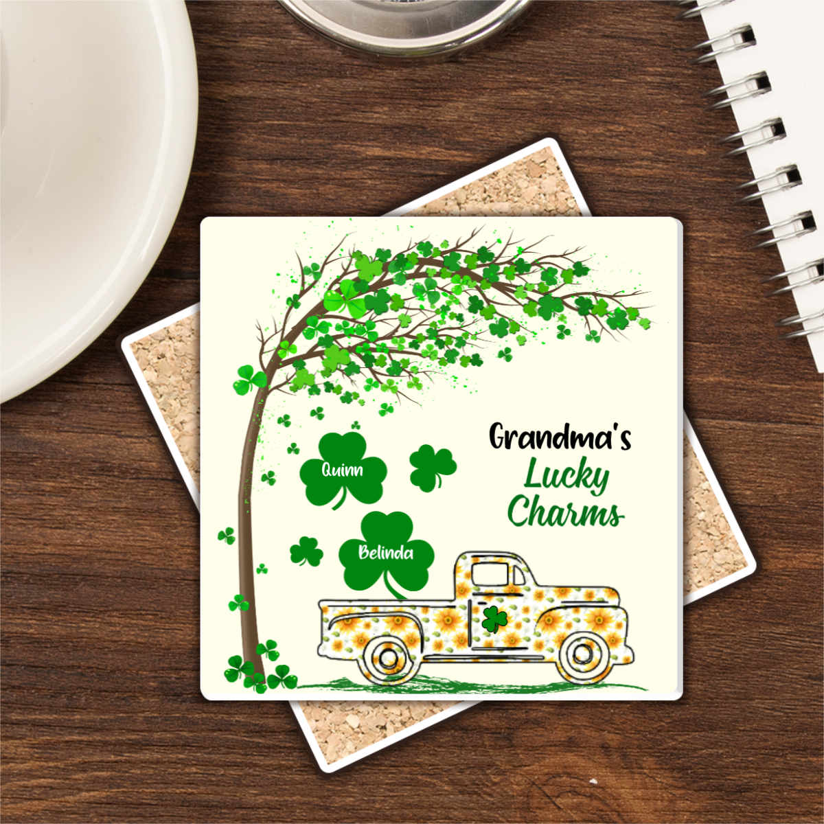 Personalized Family Square Stone Coasters Gifts - My Lucky Charms - Jonxifon